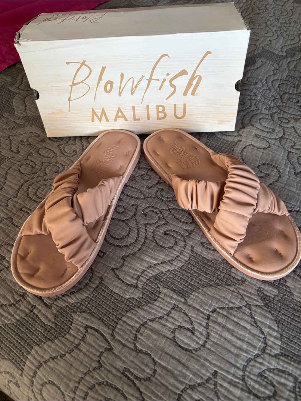 Blowfish Malibu Ruched Slide Sandals - Blush